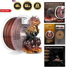 PLA Filament 1.75mm Silk Black Red Gold Gradient 3D Printer Filament 1KG