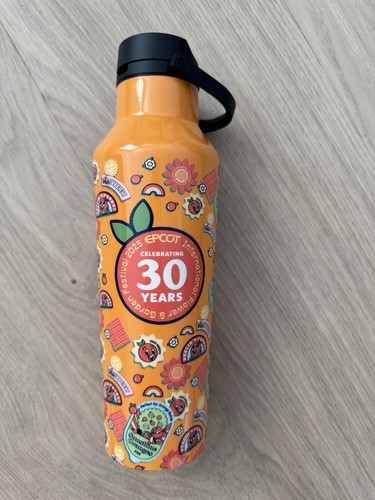 2025 Disney Parks Epcot Flower & Garden Orange Bird Corkcicle Water Bottle NEW - Picture 1 of 4