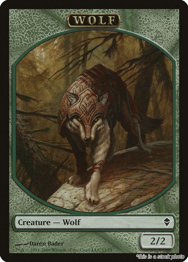 Magic Wolf Token 11 NM Zendikar Token