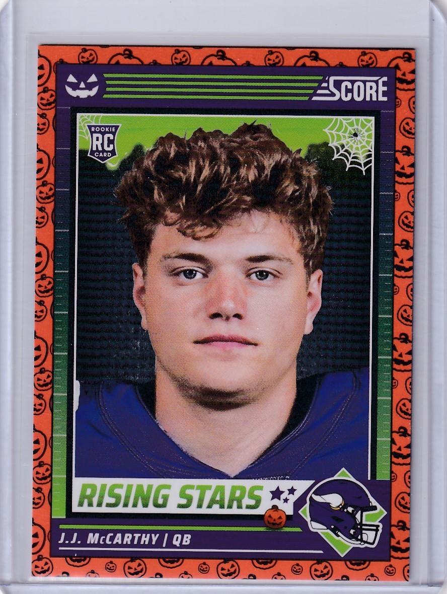 2024 Panini Score-A-Treat Rising Stars JJ McCarthy Orange Pumpkin RC #19