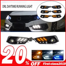 DRL LED Daytime Running light Fog Lamps For 2016-2018 Honda Civic W/Turn Signal