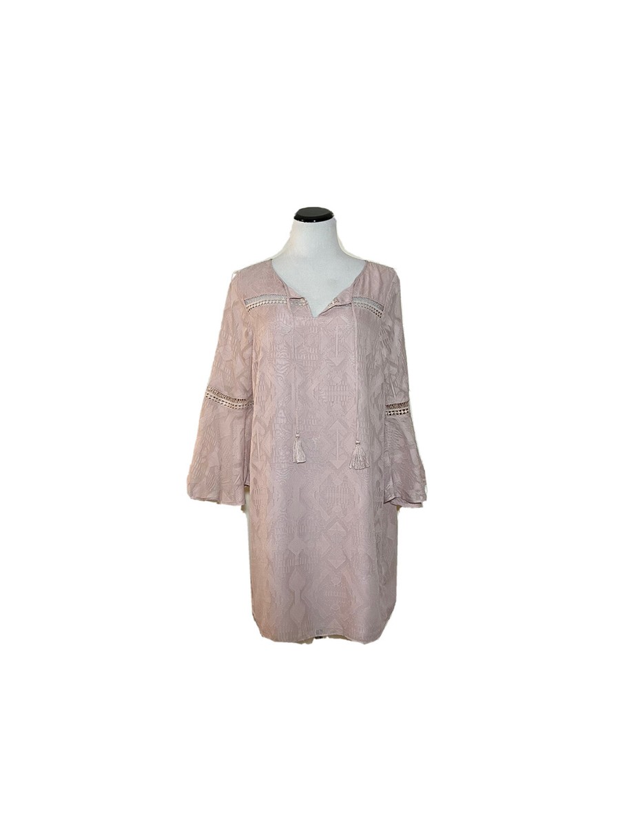 ANN TAYLOR LOFT OUTLET Dusty Rose Bell Sleeve Shift Dress Petite Size L NWT