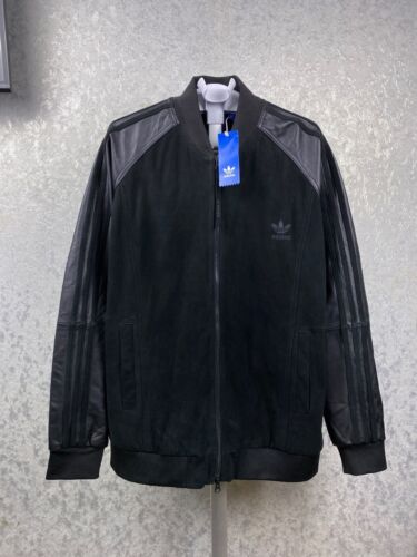 Giacca bomber Adidas lusso in pelle da pista £ 365 taglia XL