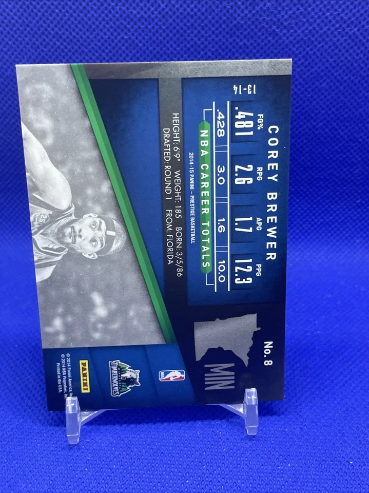 2014-15 Panini Prestige Plus Corey Brewer Parallel Bonus Shots Oro/10 Lobos Foto 2 de 4