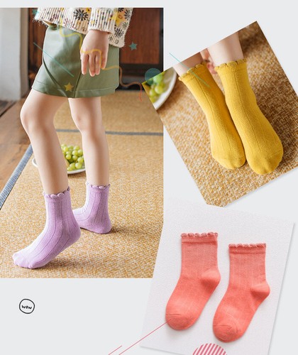 5 Pairs Kids Crew Socks Toddler Girl Casual Cotton Socks - Picture 2 of 4