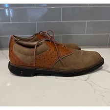 Tommy Bahama Brown Leather Golf Shoes Mens 12 EUC