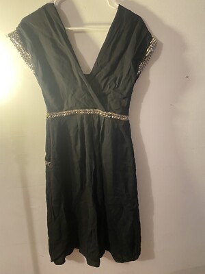 Temperley London  Black & Gold With Green Accents Dress Sz. US6 / UK10 EUC  | eBay