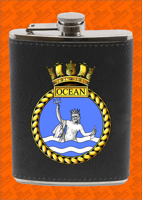 HMS OCEAN BEDRUCKT Polyurethan Leder Flachmann