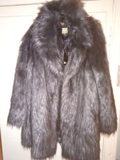 Biba Ladies Fur Coat Speckle Faux Fu Size 16 Up To 44 Inch Chest New With Labels