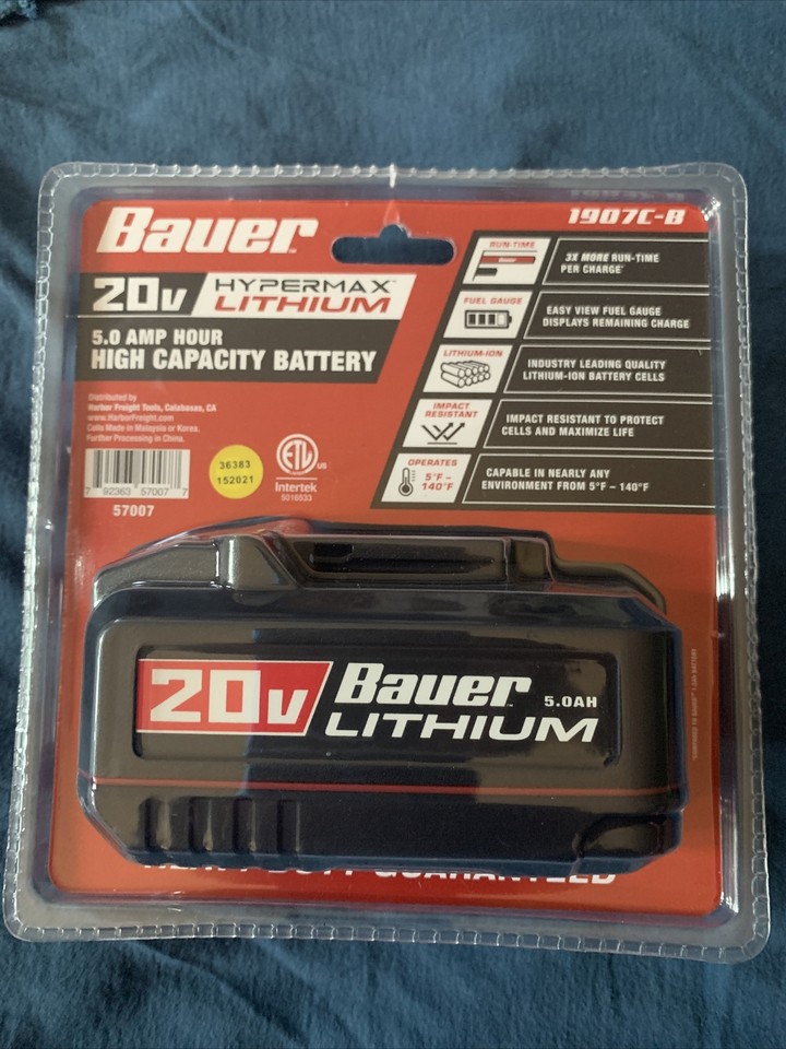 Bauer 20V Hypermax Lithium 5.0 Amp Hour High Capacity Battery (upc0077