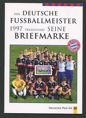 BRD SK FUSSBALL BAYERN MÜNCHEN MEISTER 1997 BRIEFMARKE FCB FOOTBALL SOCCER u39