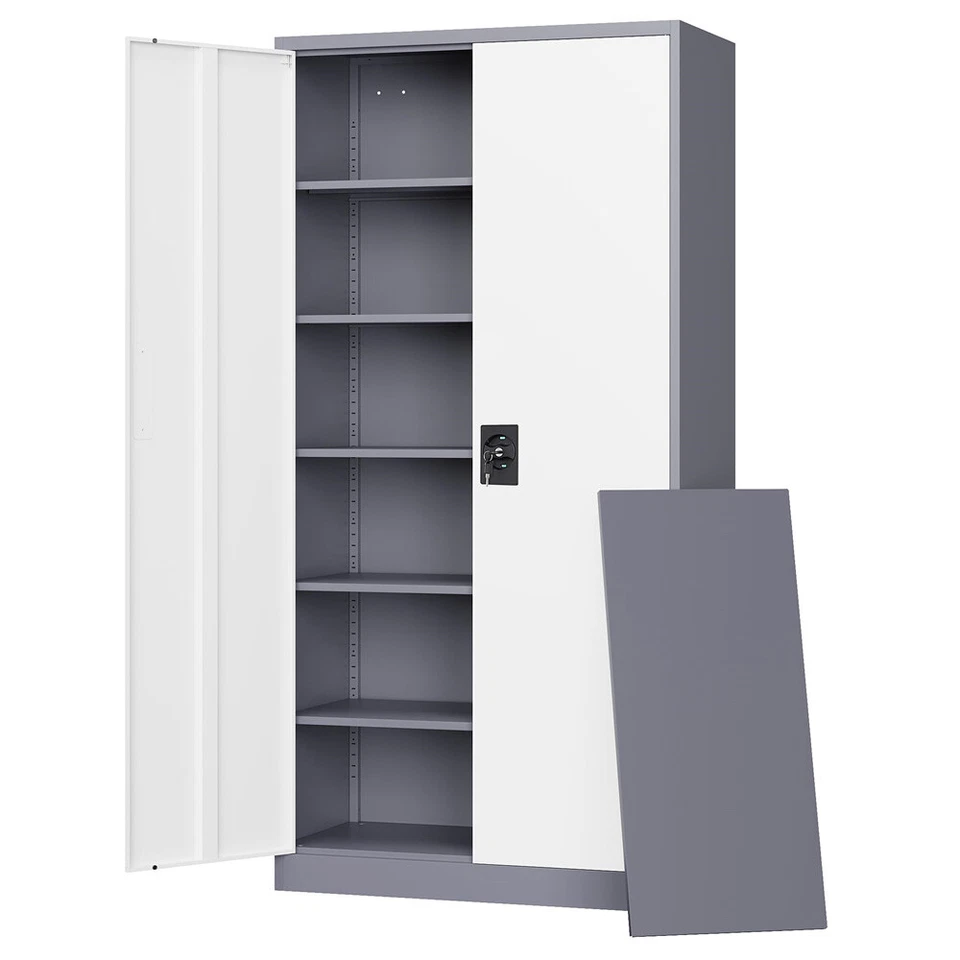 Metal Cabinet 5 Adjustable Shelves 71H Garage Storage Cabinet with Locking Doors - Image 2 of 4