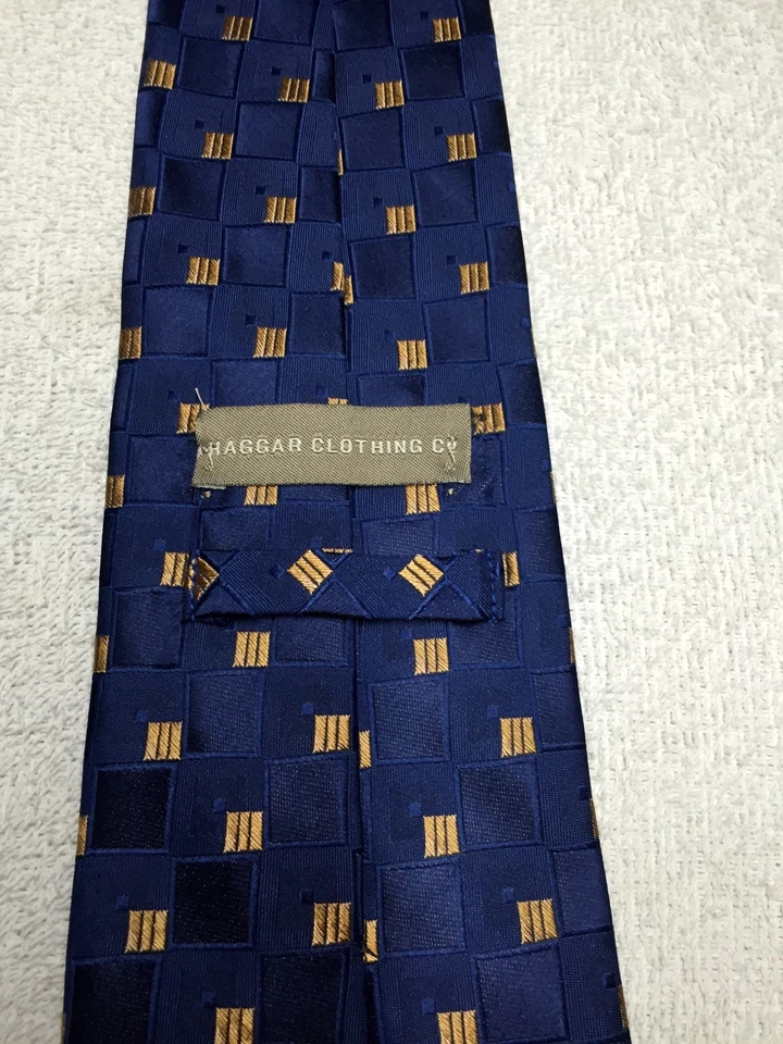 HAGGAR CORBATA HOMBRE AZUL CON DISEÑO AMARILLO 4 X 61 Foto 4 de 4