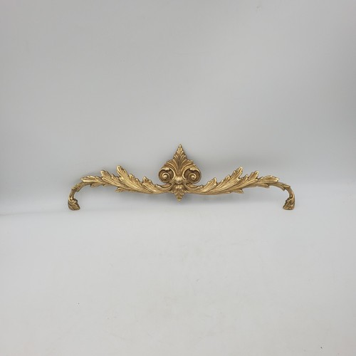 Vintage Brass Ornate Pediment Garland Acanthus Plaque Topper Wall Gold Mcm 16.5"