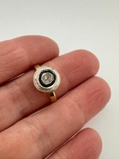 Artisan Modernist Rough Cut Diamond & Sterling Silver Gold Wash Ring Sz 7.75