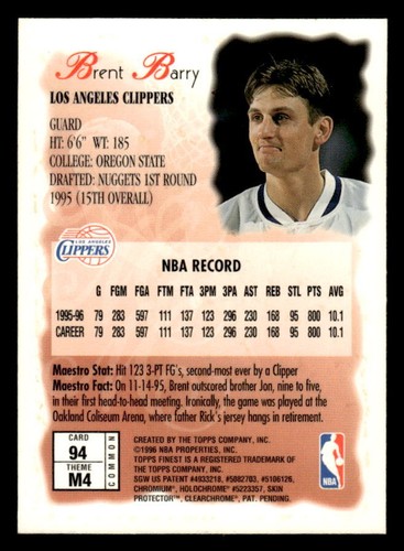1996-97 Finest #94 Brent Barry - Picture 2 of 2