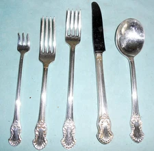 National Guildcraft  CONCERTO 5 Piece Silver Plated Flatware Set 1940s