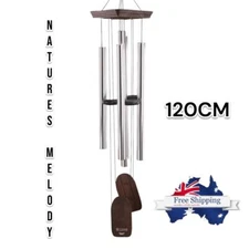 Nature's Melody 120cm Silver Wind Chime 5 Tube Tuned Outdoor Garden Decor