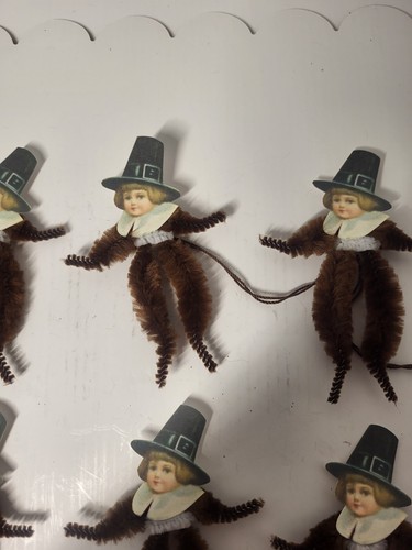 Reproduction Pipe cleaner Pilgrim Thanksgiving (6) Ornaments - Picture 6 of 9