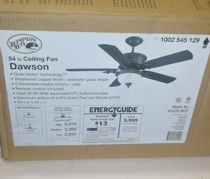 Hampton Bay Dawson 54 In Weathered Copper Ceiling Fan With Light