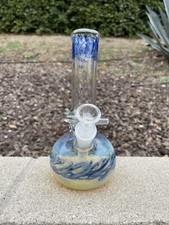 "Pipa de agua cachimba vidrio pesado 9"" pulgadas base y bola fumado bong color azul"