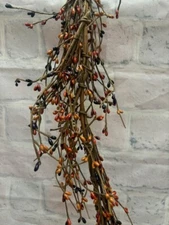 Pip Berry Garland Black, Tan, Burnt Orange  MIX 4' FULL BEAUTIFUL BERRIES