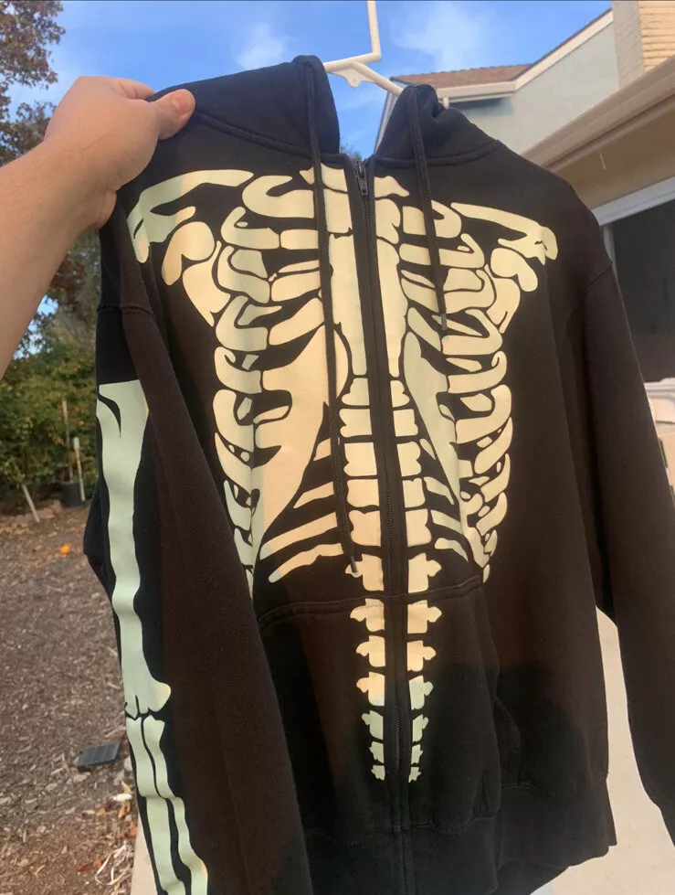 RARE 2000s Y2K HOODIE SKELETON GLOW IN THE DARK ZIP UP 150 or best offer OBO