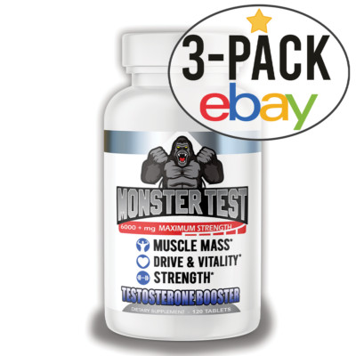 Angry Supplements MONSTER TEST Testosteron Booster Men's Drive Pills, 120ct 3Pk