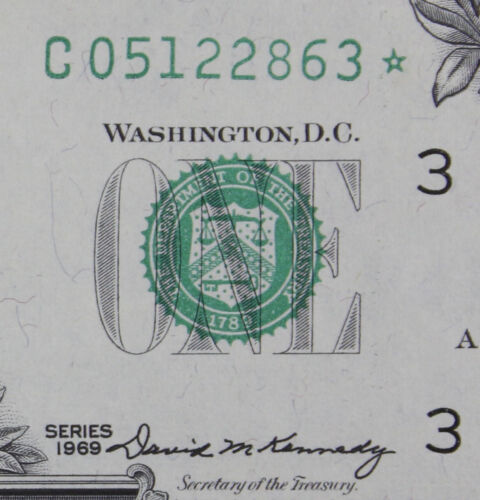 $1 1969 LATE PRINT Star GEM CU Federal Reserve Note C05122863* LOW SERIAL #