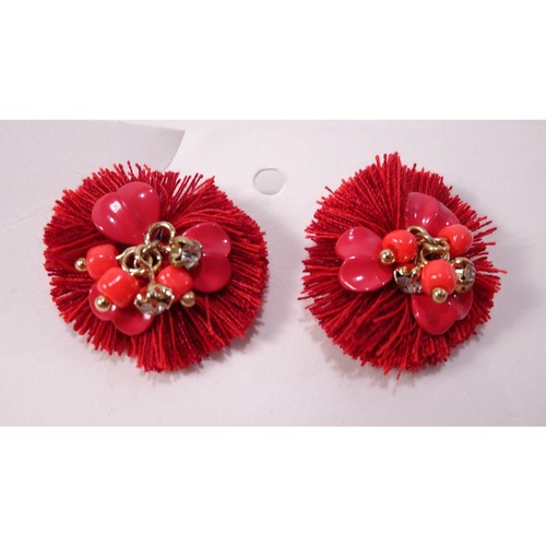 Banana Republic Women's Festive Fringe Crystal Stud Earrings NWT 48 RED - Picture 8 of 10