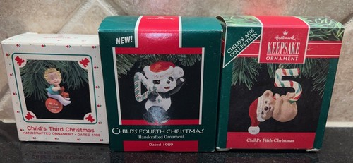 Punze Ornamente Kinder 3., 4., 5. Weihnachten datiert 1988 1989 1990 NEU! - Bild 1 von 2