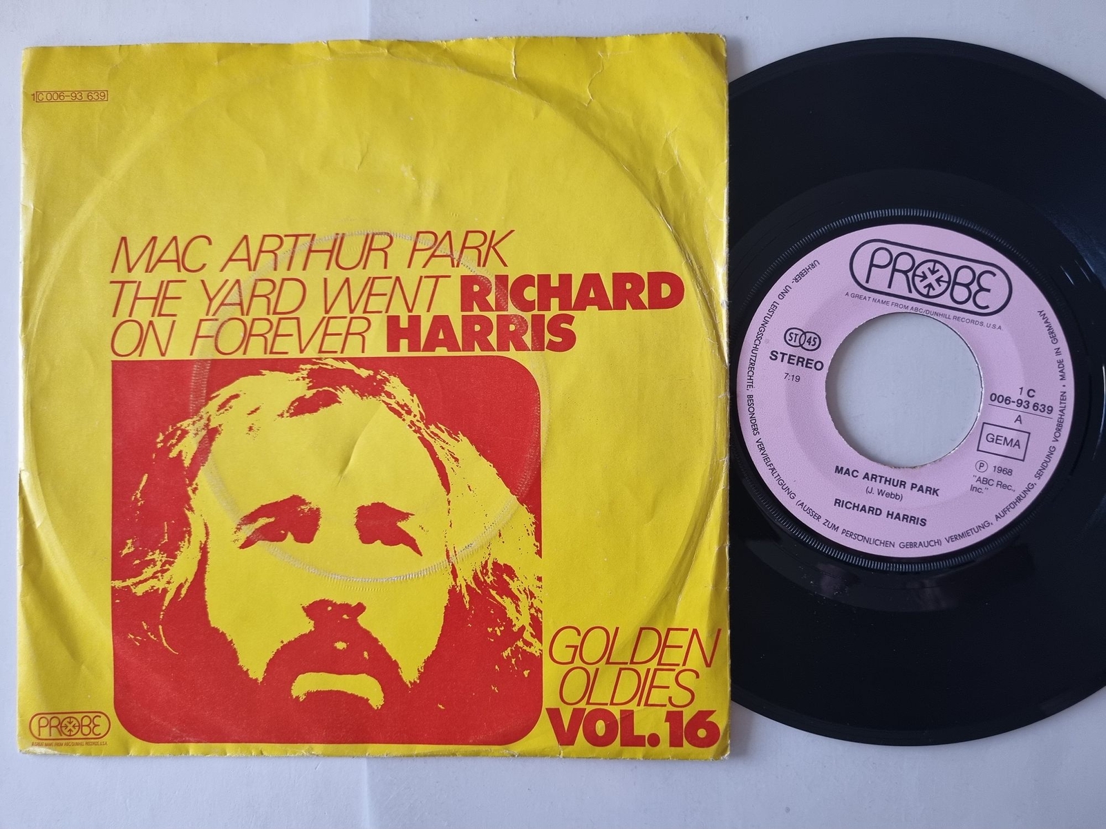 Richard Harris - Mac Arthur Park / The Yard Went On Forever 7'' Vinyl Germany