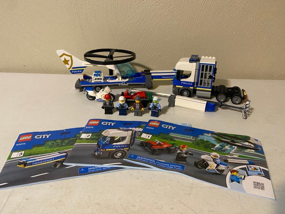 Lego 60244 Police Helicopter Transport City Set 100% Complete