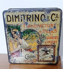 DIMITRINO & C-CAIRO-EGITTO-SCATOLA LATTA SIGARETTE-COLONIALE-PUBBLICITARIA-WORLD