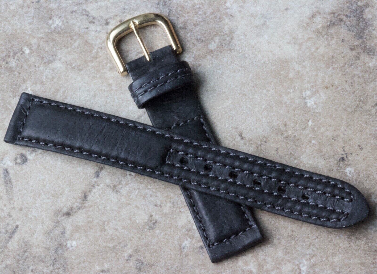 Padded & stitched Genuine Peccary 18mm vintage watch band Made in Italy 1960s/70