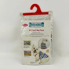 Surf Dog Tank Top Life's A Beach Size M 14"-16" Pink Stripe Fashion Pet