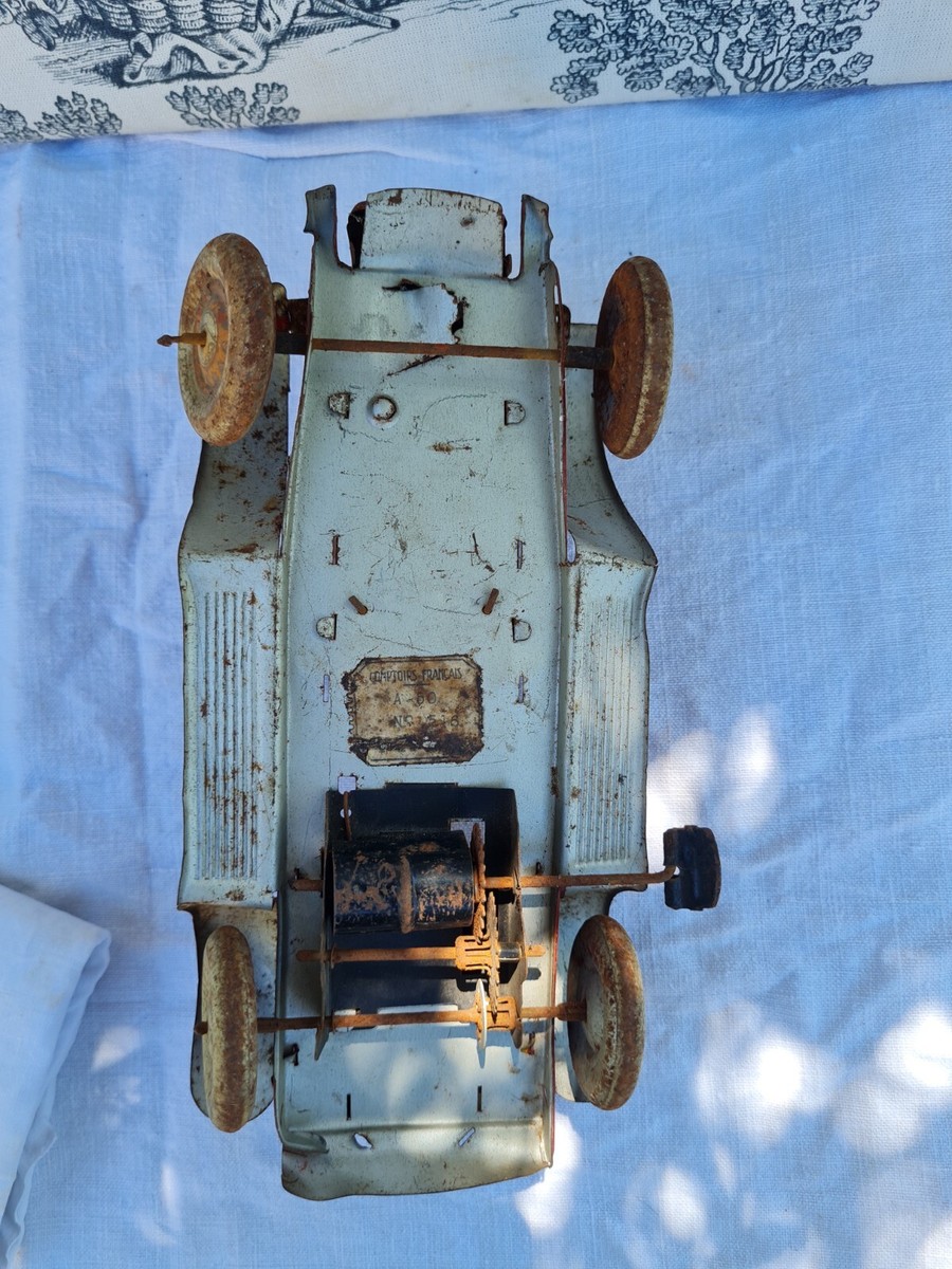 ANCIEN CAMION DE POMPIER EN TOLE A CLE UNIS JOUET JEUX ENFANT