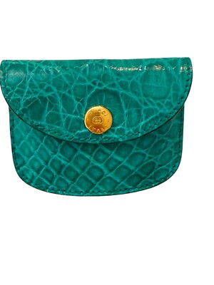 RARE Authentic Teal Green Gucci Vintage Crocodile Leather