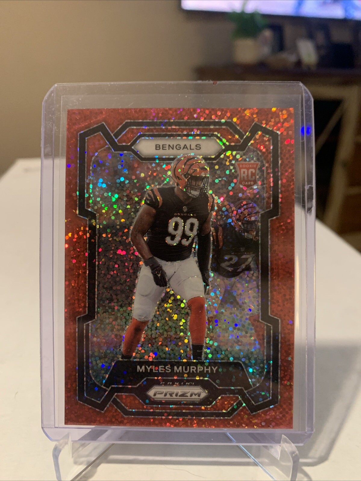 2023 Panini Prizm Myles Murphy Rookie Red Sparkle Prizm #320 Cincinnati Bengals