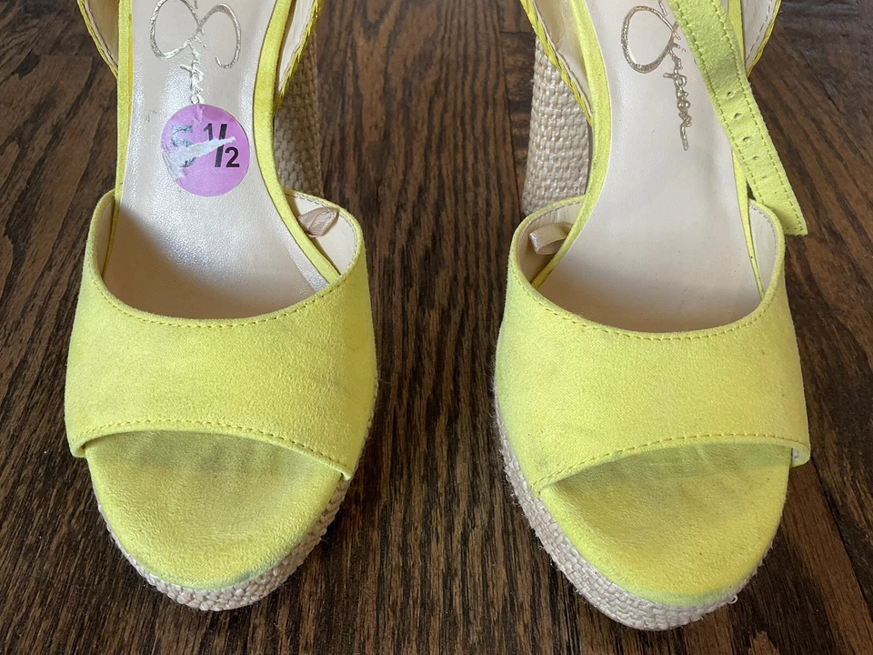 Jessica Simpson Istilla Plataforma Picnic Tejido Amarillo Tacones Altos Para Mujer Talla 5.5 Foto 4 de 4