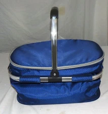 Folding Insulated Lightweight Picnic Basket Dark Blue NEW