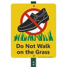 Do Not Walk on Grass LawnBoss Sign 10"x12" Aluminum with Stake