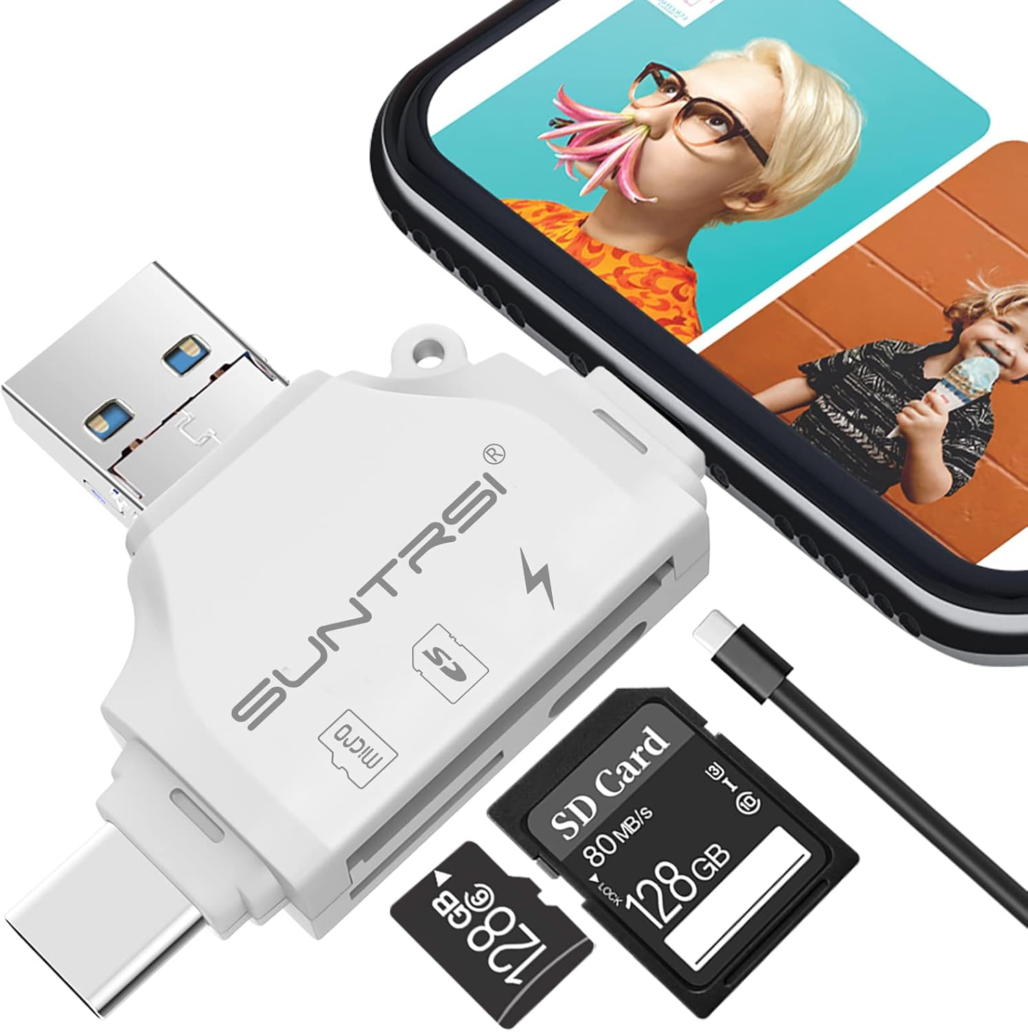 Sd/Micro SD Card Reader for Iphone/Ipad/Android/Mac/Computer/Camera,Portable Mem