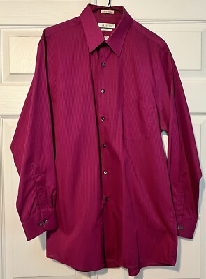 Van Heusen Fitted Satin Stripe Men's Dress Shirt Button Down