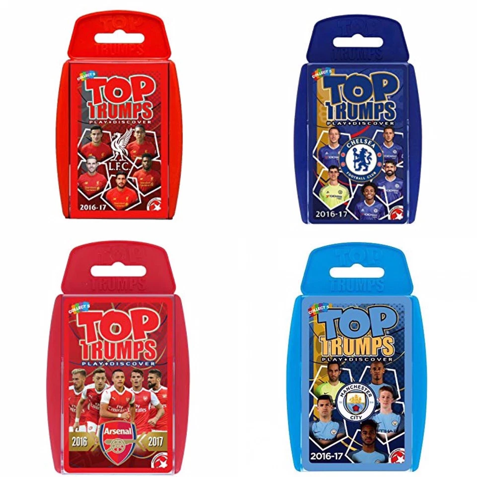 TOP TRUMPS CARD GAME KIDS FOOTBALL ARSENAL CHELSEA LIVERPOOL MAN CITY 2016/17