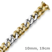 10Mm Armband Armkette Panzerarmband, 585 Gold Gelbgold & WeißGold 19Cm, Herren