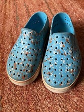 Native Kids Slip Ons Blue Splatter Size 12C