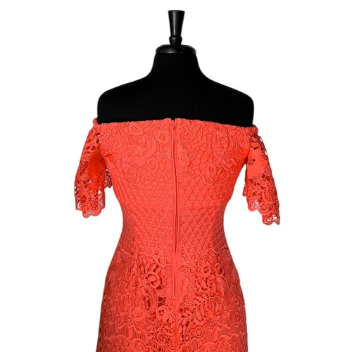 Ralph Lauren Women's Dress Coral Floral Crochet Stretch Spring Vacation Party 6 - Picture 9 of 11
