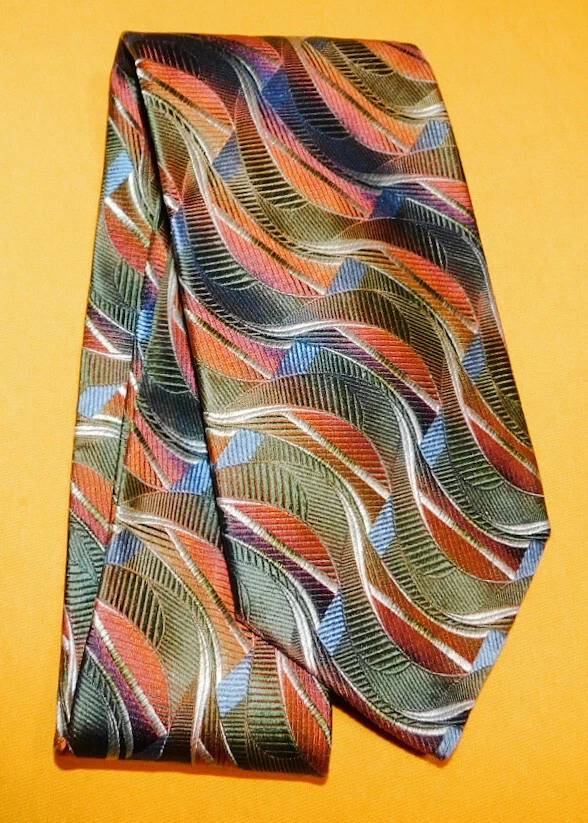 MEN'S BACHRACH MADE IN ITALY MULTI COLOR ABSTRACT DESIGN TIE - DESIGNER TIES - Imagem 2 de 3