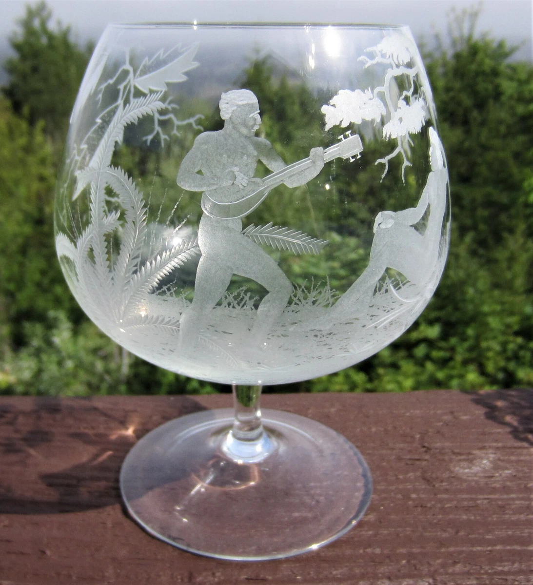 Beautiful Engraved Nudes Glass Brandy Snifter Garden of Eden | eBay